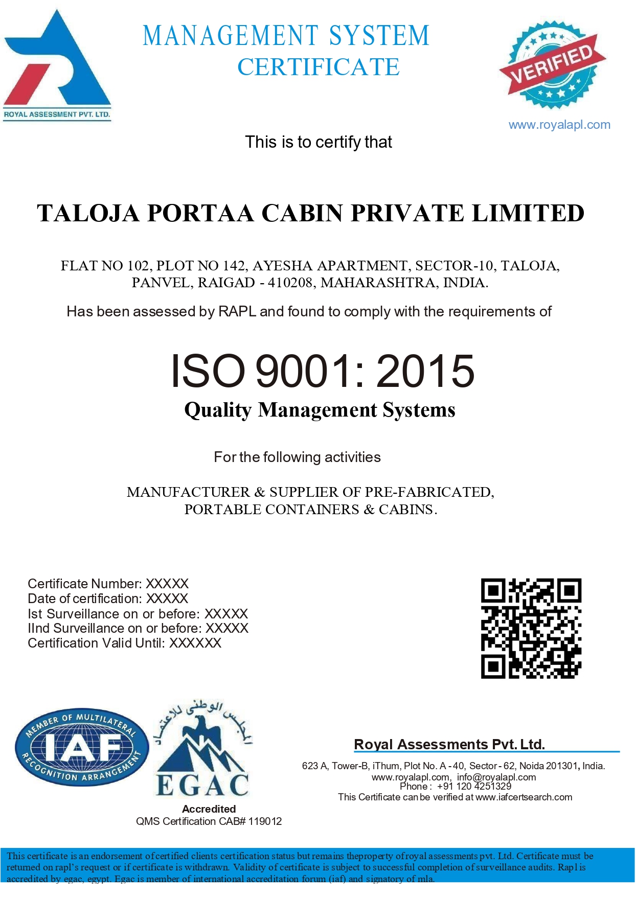 ISO Certificate